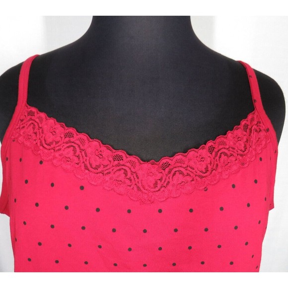 Catherines Suprema Red Polka Dot Lace Trimmed Tank Top Shirt Plus 3X Petite - Picture 3 of 7